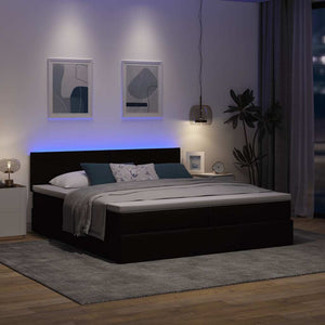 Ottoman Bett mit Matratzen & LEDs Dunkelbraun 200x200 cm