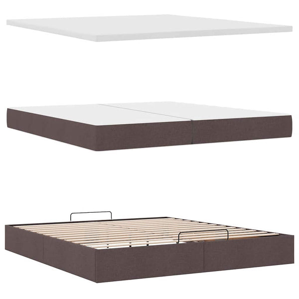 Ottoman Bett mit Matratzen & LEDs Dunkelbraun 200x200 cm