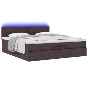 Ottoman Bett mit Matratzen & LEDs Dunkelbraun 200x200 cm