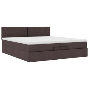 Ottoman Bett mit Matratzen & LEDs Dunkelbraun 200x200 cm
