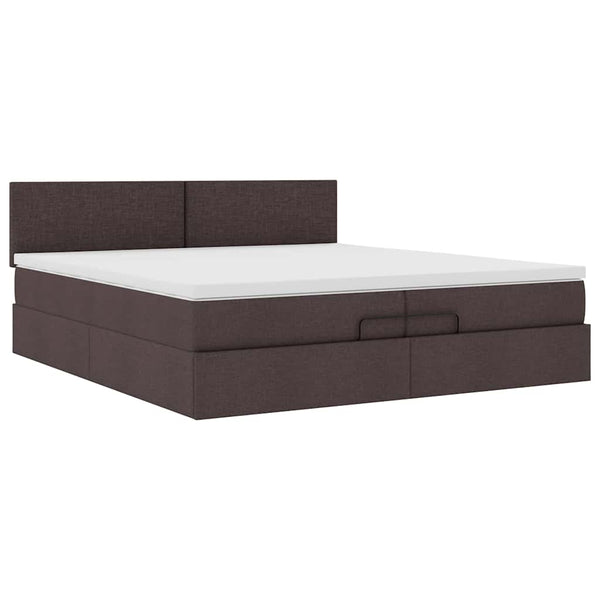 Ottoman Bett mit Matratzen & LEDs Dunkelbraun 200x200 cm