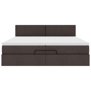Ottoman Bett mit Matratzen & LEDs Dunkelbraun 200x200 cm