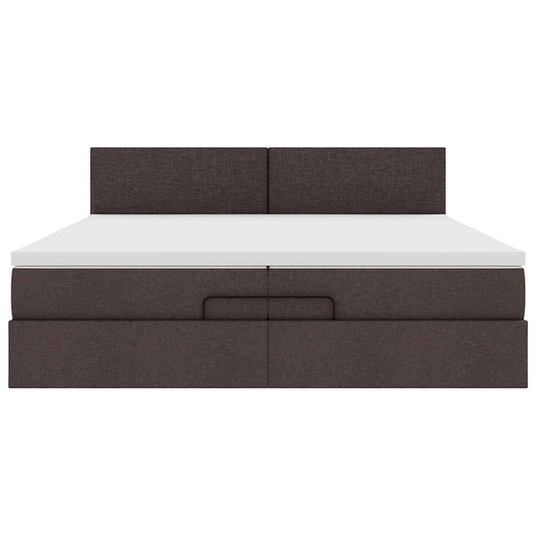 Ottoman Bett mit Matratzen & LEDs Dunkelbraun 200x200 cm