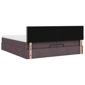 Ottoman Bett mit Matratzen & LEDs Dunkelbraun 200x200 cm