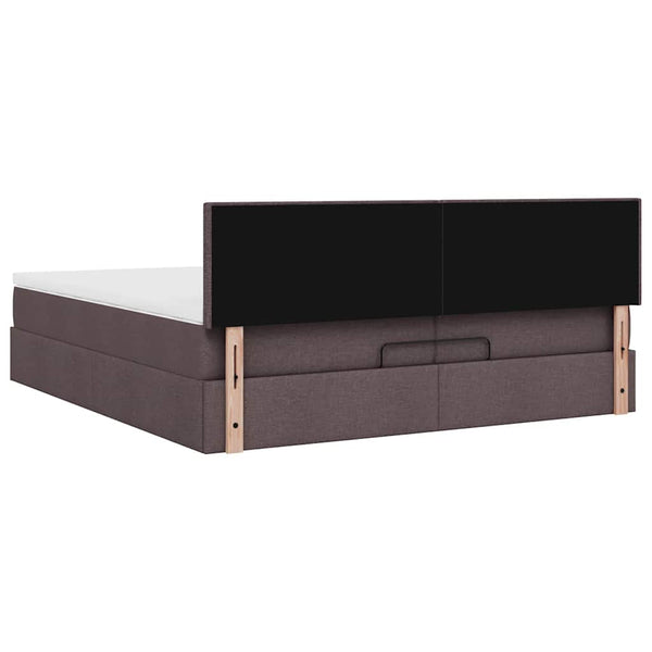 Ottoman Bett mit Matratzen & LEDs Dunkelbraun 200x200 cm
