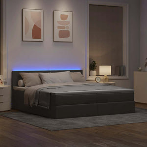 Ottoman Bett mit Matratzen & LEDs Taupe 200x200 cm