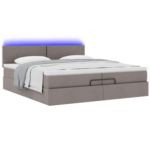Ottoman Bett mit Matratzen & LEDs Taupe 200x200 cm