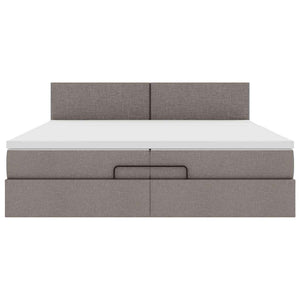 Ottoman Bett mit Matratzen & LEDs Taupe 200x200 cm