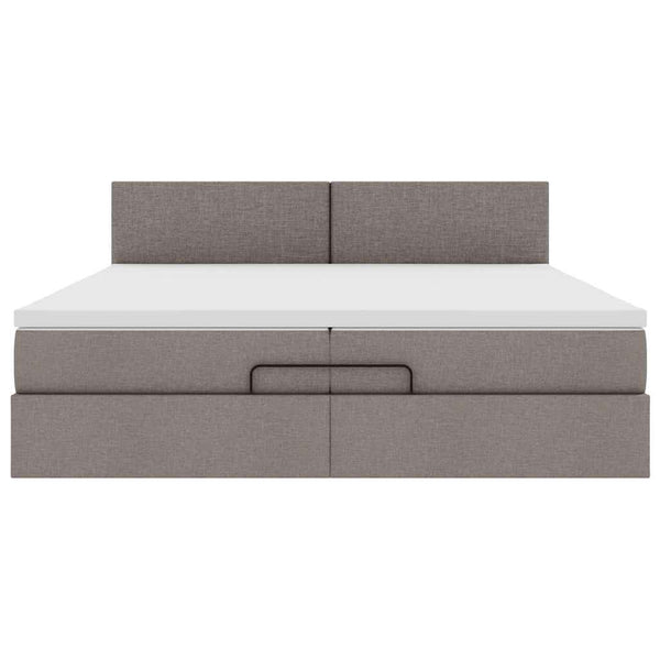Ottoman Bett mit Matratzen & LEDs Taupe 200x200 cm