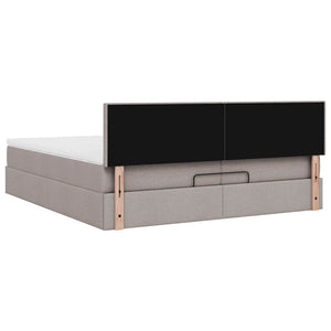 Ottoman Bett mit Matratzen & LEDs Taupe 200x200 cm
