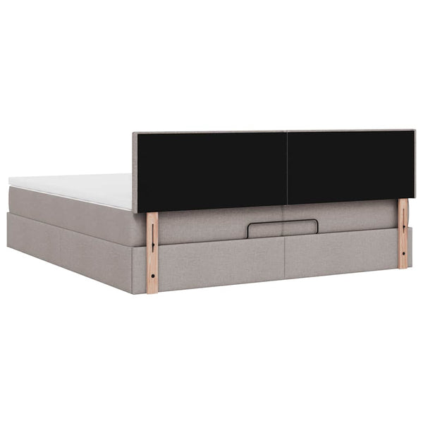 Ottoman Bett mit Matratzen & LEDs Taupe 200x200 cm