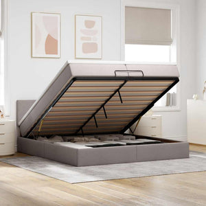 Ottoman Bett mit Matratzen & LEDs Taupe 200x200 cm