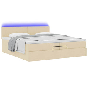 Ottoman Bett mit Matratzen & LEDs Creme 200x200 cm