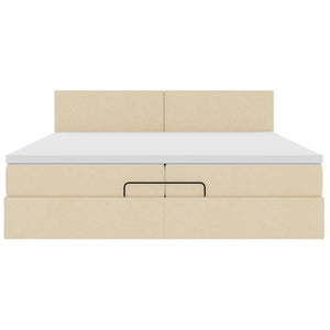 Ottoman Bett mit Matratzen & LEDs Creme 200x200 cm