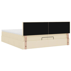 Ottoman Bett mit Matratzen & LEDs Creme 200x200 cm
