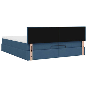 Ottoman Bett mit Matratzen & LEDs Blau 200x200 cm