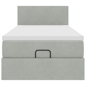 Ottoman Bett mit Matratze & LEDs Hellgrau 80x200 cm