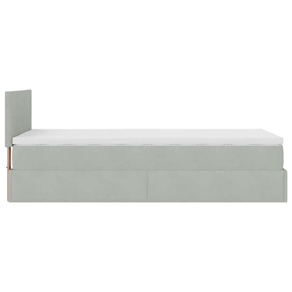 Ottoman Bett mit Matratze & LEDs Hellgrau 80x200 cm
