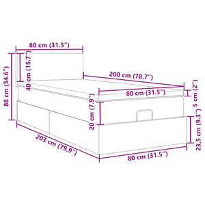 Ottoman Bett mit Matratze & LEDs 80x200 cm
