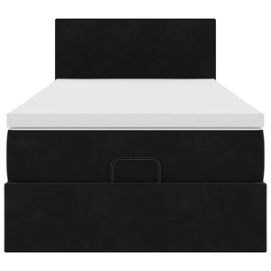 Ottomane Bett mit Matratze & LEDs Schwarz 80x200 cm
