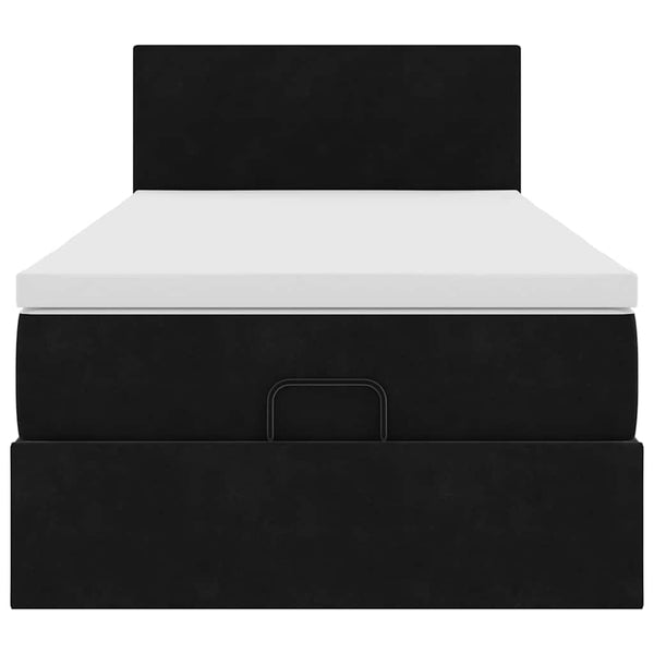 Ottomane Bett mit Matratze & LEDs Schwarz 80x200 cm