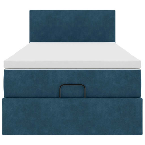 Ottomane Bett mit Matratze & LEDs Dunkelblau 80x200 cm