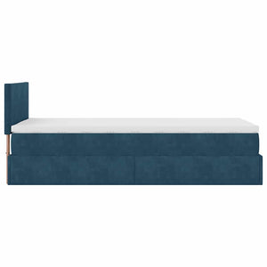 Ottomane Bett mit Matratze & LEDs Dunkelblau 80x200 cm