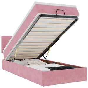 Ottomane Bett mit Matratze & LED Rosa 80x200