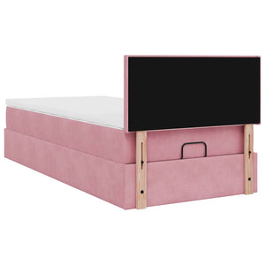 Ottomane Bett mit Matratze & LED Rosa 80x200