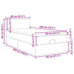 Ottomane Bett mit Matratze & LED Rosa 80x200