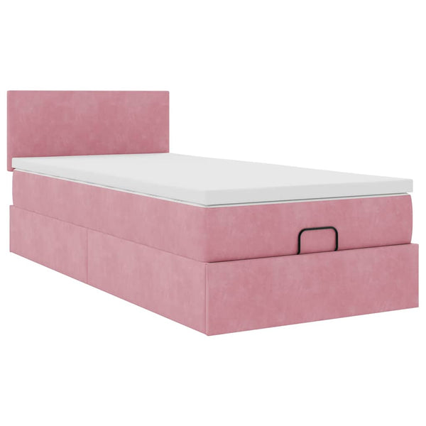 Ottomane Bett mit Matratze & LED Rosa 80x200