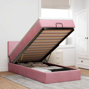 Ottomane Bett mit Matratze & LED Rosa 80x200