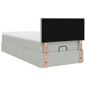 Ottoman Bett mit Matratze & LEDs Hellgrau 90x190 cm