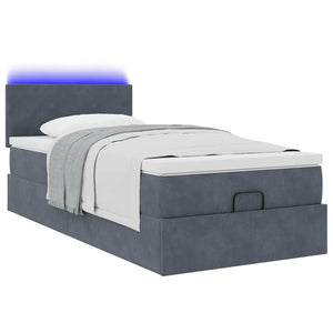 Ottoman Bett mit Matratze & LED Dunkelgrau 90x190 cm