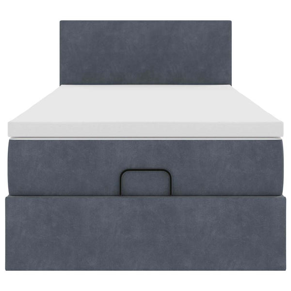 Ottoman Bett mit Matratze & LED Dunkelgrau 90x190 cm