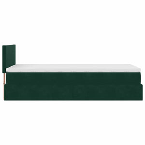 Ottoman Bett mit Matratze & LEDs Dunkelgrün 90x190 cm