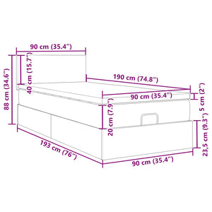 Ottoman Bett mit Matratze Rosa 90x190 cm