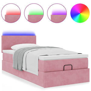Ottoman Bett mit Matratze Rosa 90x190 cm