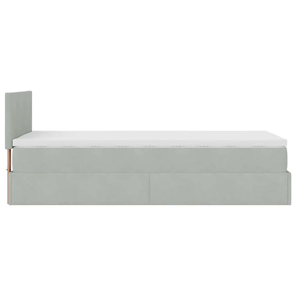 Ottoman Bett mit Matratze & LEDs Hellgrau 90x200 cm