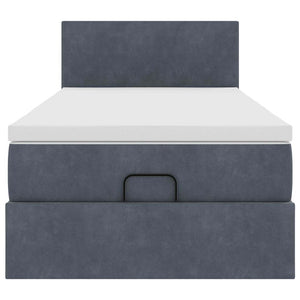 Ottoman Bett mit Matratze & LEDs Dunkelgrau 90x200 cm