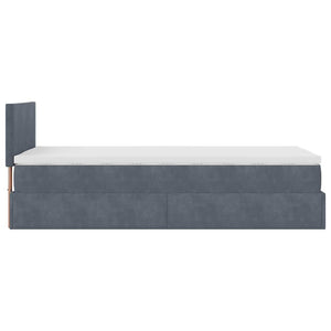 Ottoman Bett mit Matratze & LEDs Dunkelgrau 90x200 cm