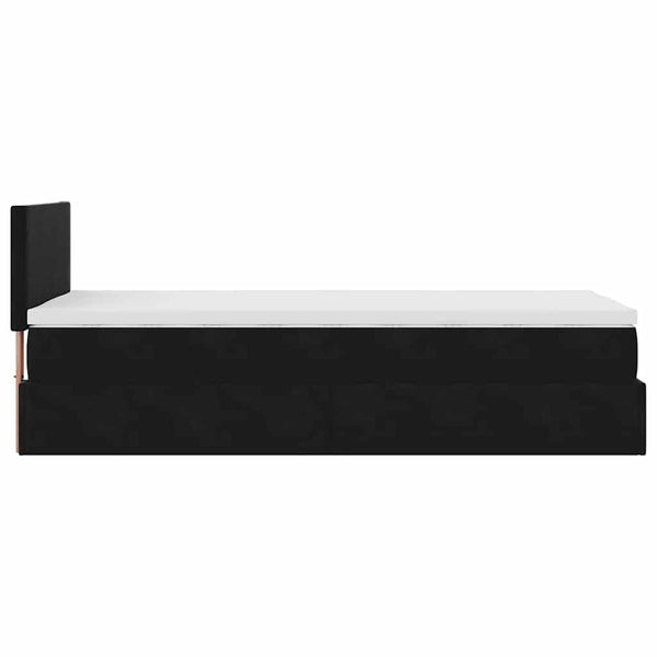 Ottoman Bett mit Matratze & LEDs Schwarz 90x200 cm Samt
