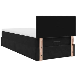 Ottoman Bett mit Matratze & LEDs Schwarz 90x200 cm Samt
