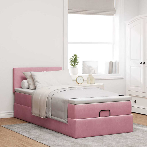 Ottoman Bett mit Matratze Rosa 90x200 cm