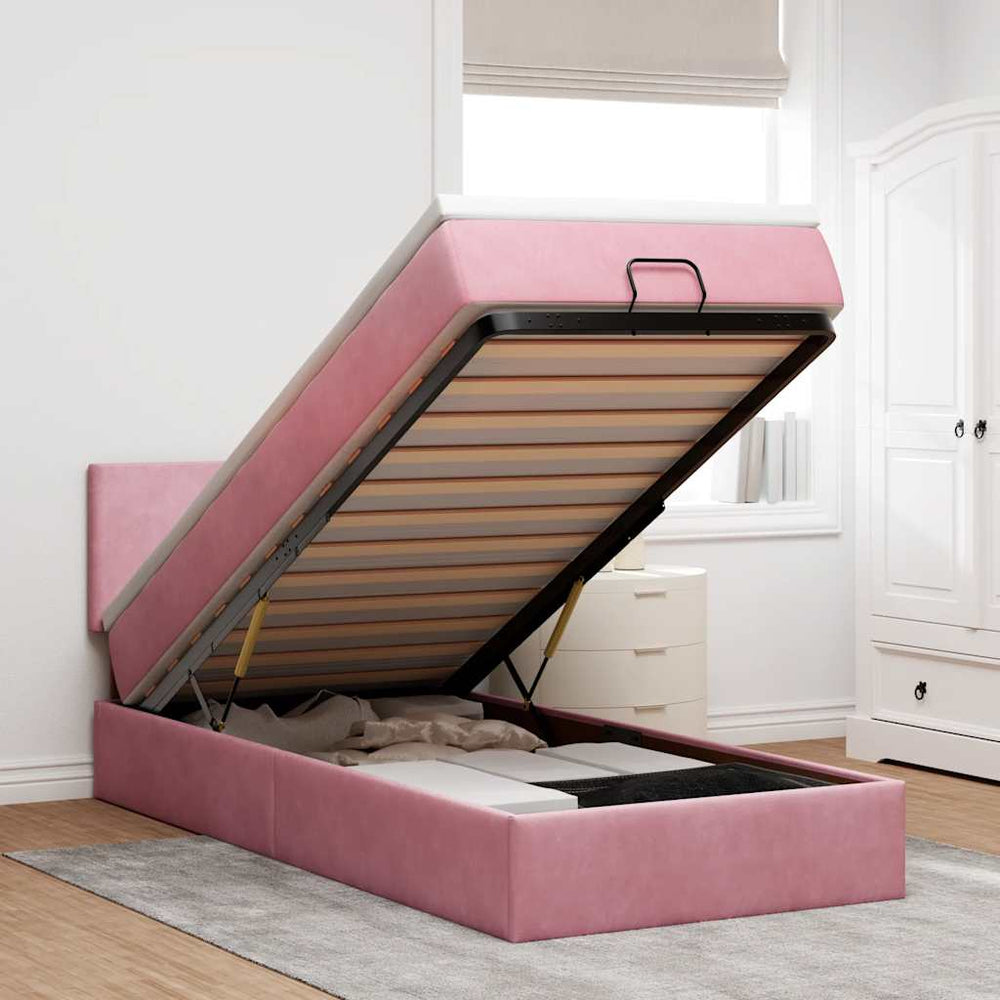 Ottoman Bett mit Matratze Rosa 90x200 cm