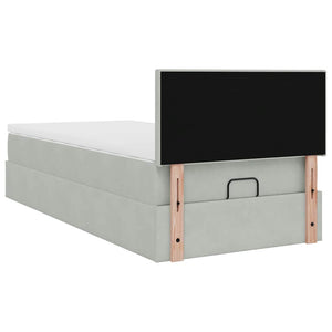 Ottoman Bett mit Matratze Hellgrau 100x200 cm