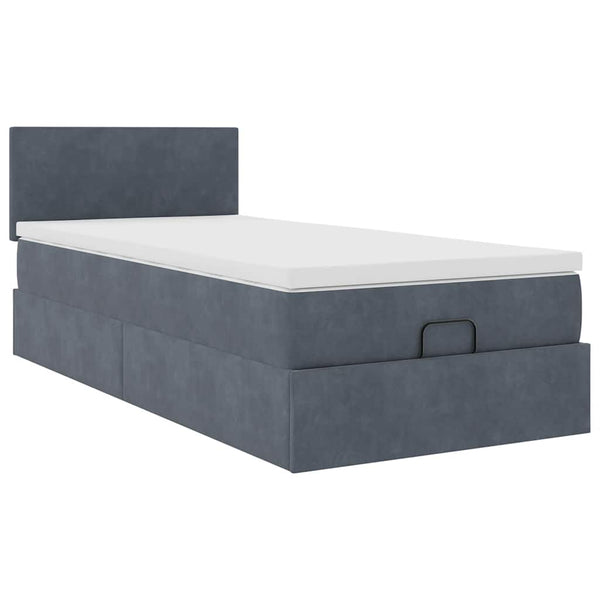 Ottoman Bett mit Matratze & LEDs Dunkelgrau 100x200 cm