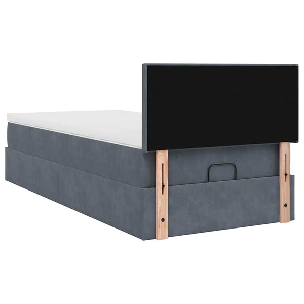 Ottoman Bett mit Matratze & LEDs Dunkelgrau 100x200 cm