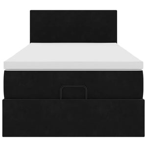 Ottoman Bett mit Matratze & LEDs Schwarz 100x200cm