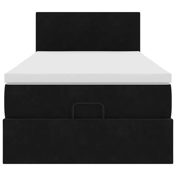Ottoman Bett mit Matratze & LEDs Schwarz 100x200cm